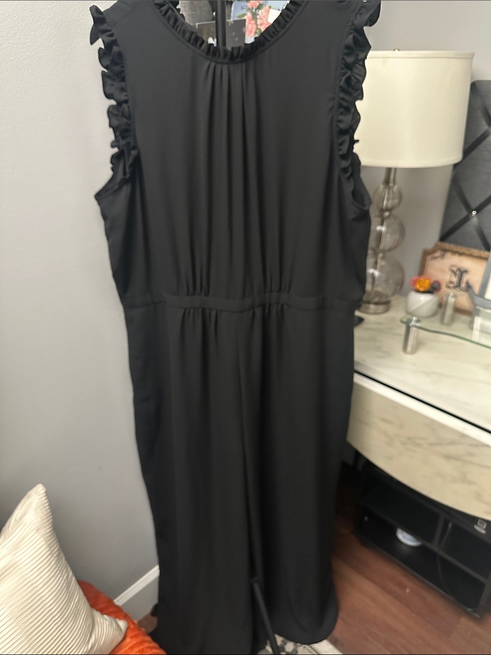 J. Crew Black Ruffle-Trim Jumpsuit- Size 20 - NWT